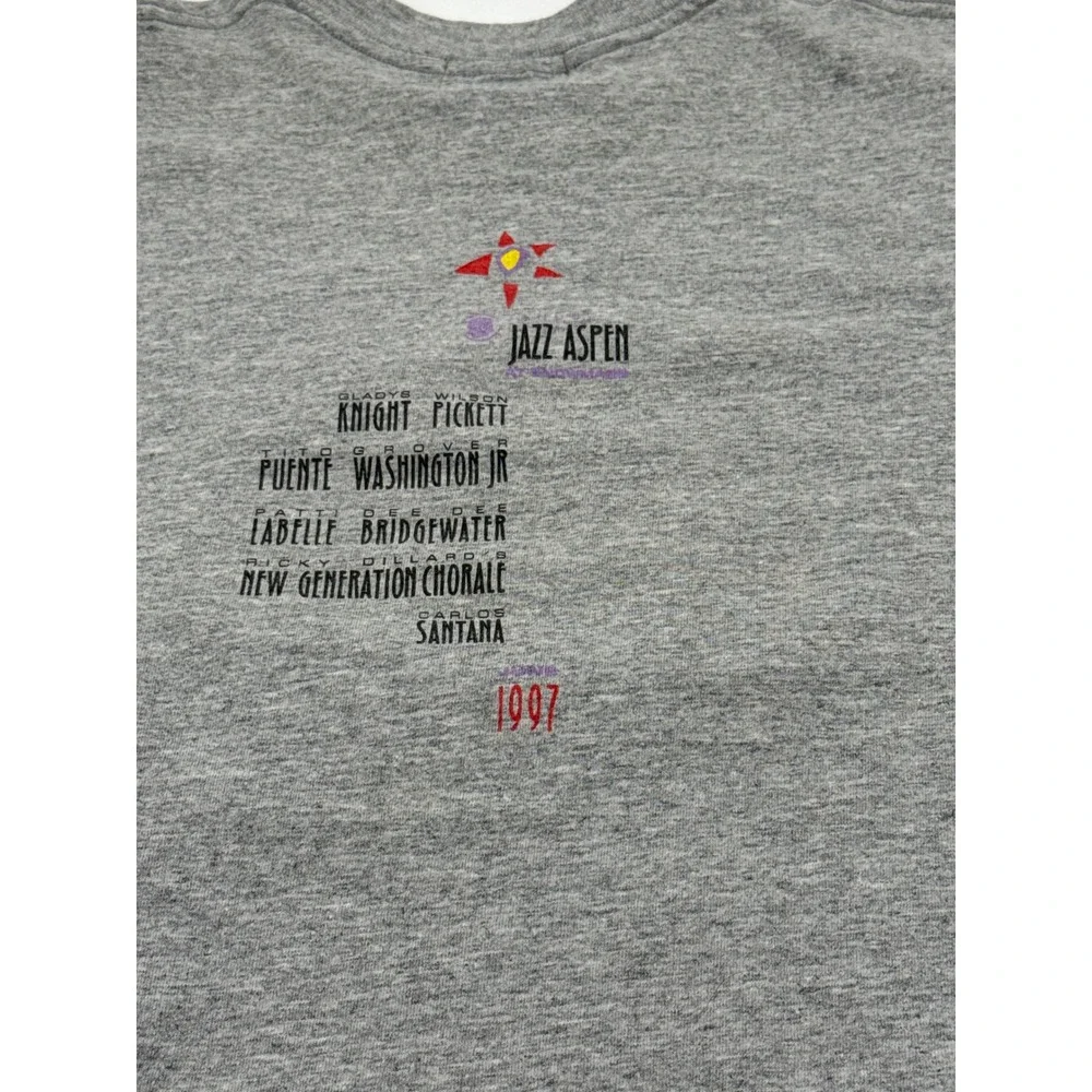 Vintage Roots 1997 Jazz Aspen Festival T-Shirt Mens Gray Santana Gladys Knight